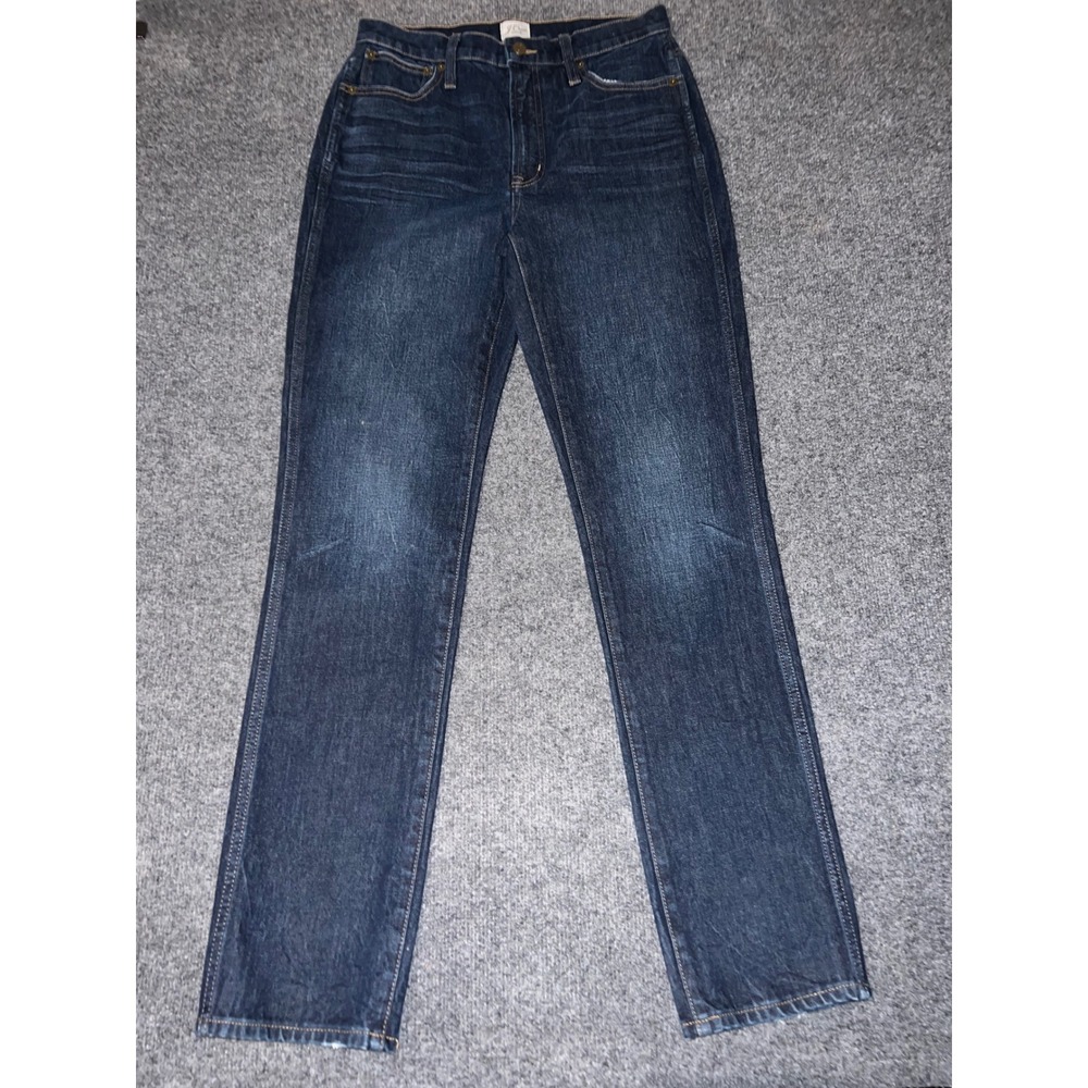 J. Crew 10" Vintage Straight Jeans Womens 28T Dark Wash Blue Tall High Rise